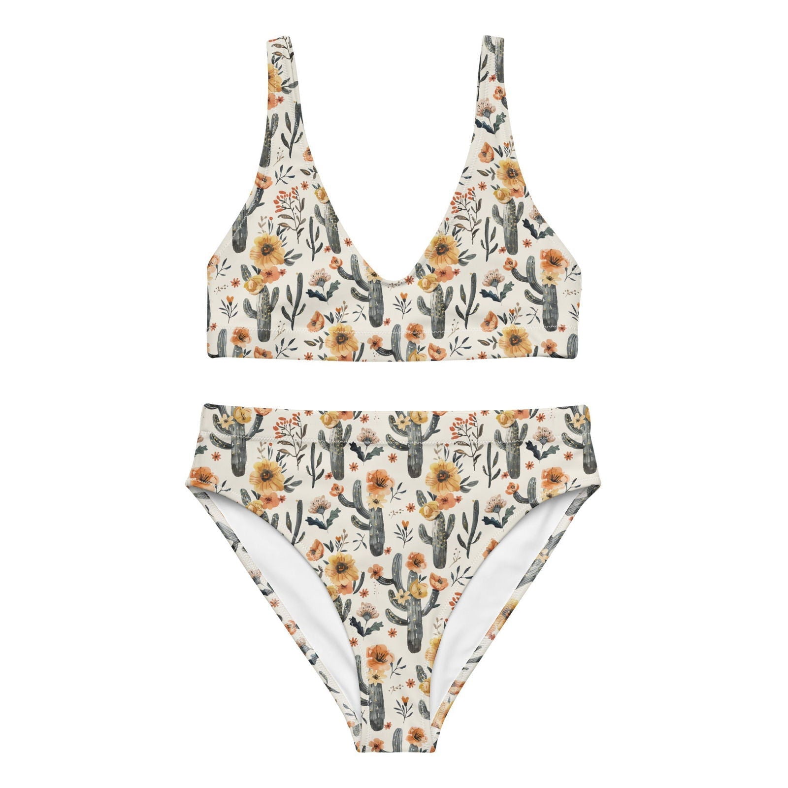 Cactus Sunflower Eco High-Waisted Bikini Set - Salinity Swimwear