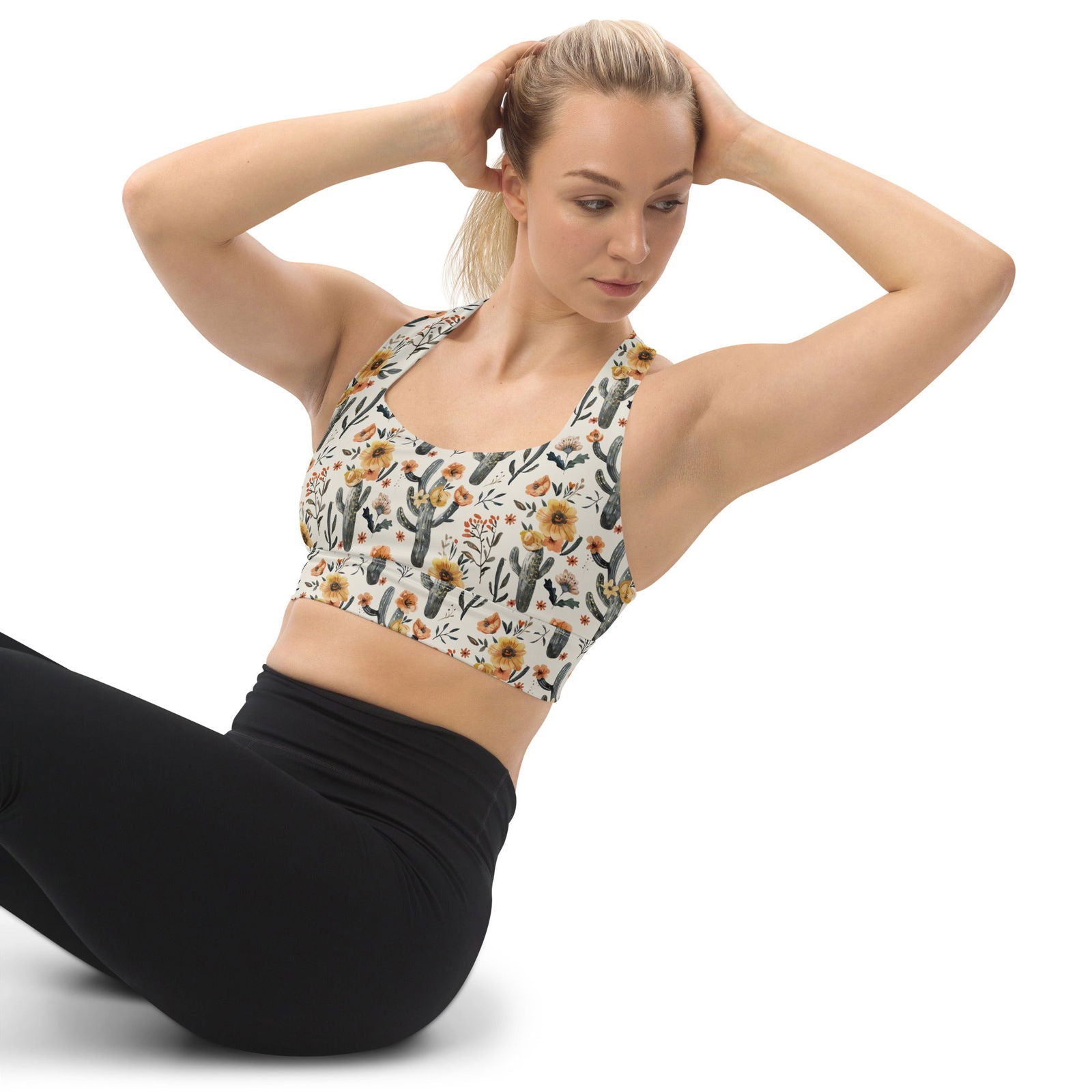 Cactus Sunflower Eco Sports Bra Top - Salinity Swimwear