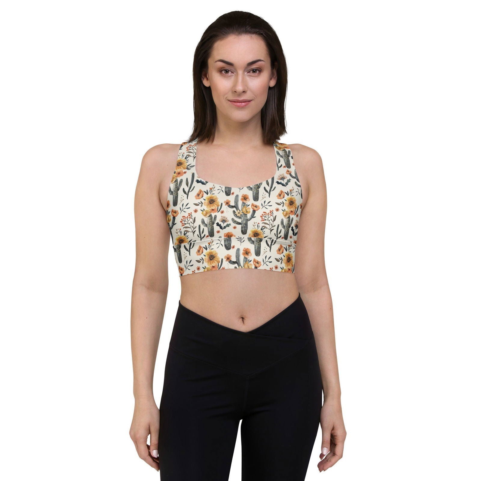 Cactus Sunflower Eco Sports Bra Top - Salinity Swimwear