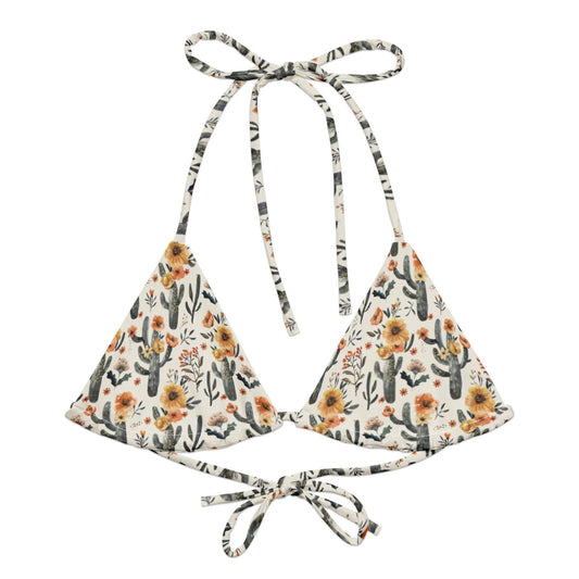 Cactus Sunflower Eco String Bikini Top - Salinity Swimwear
