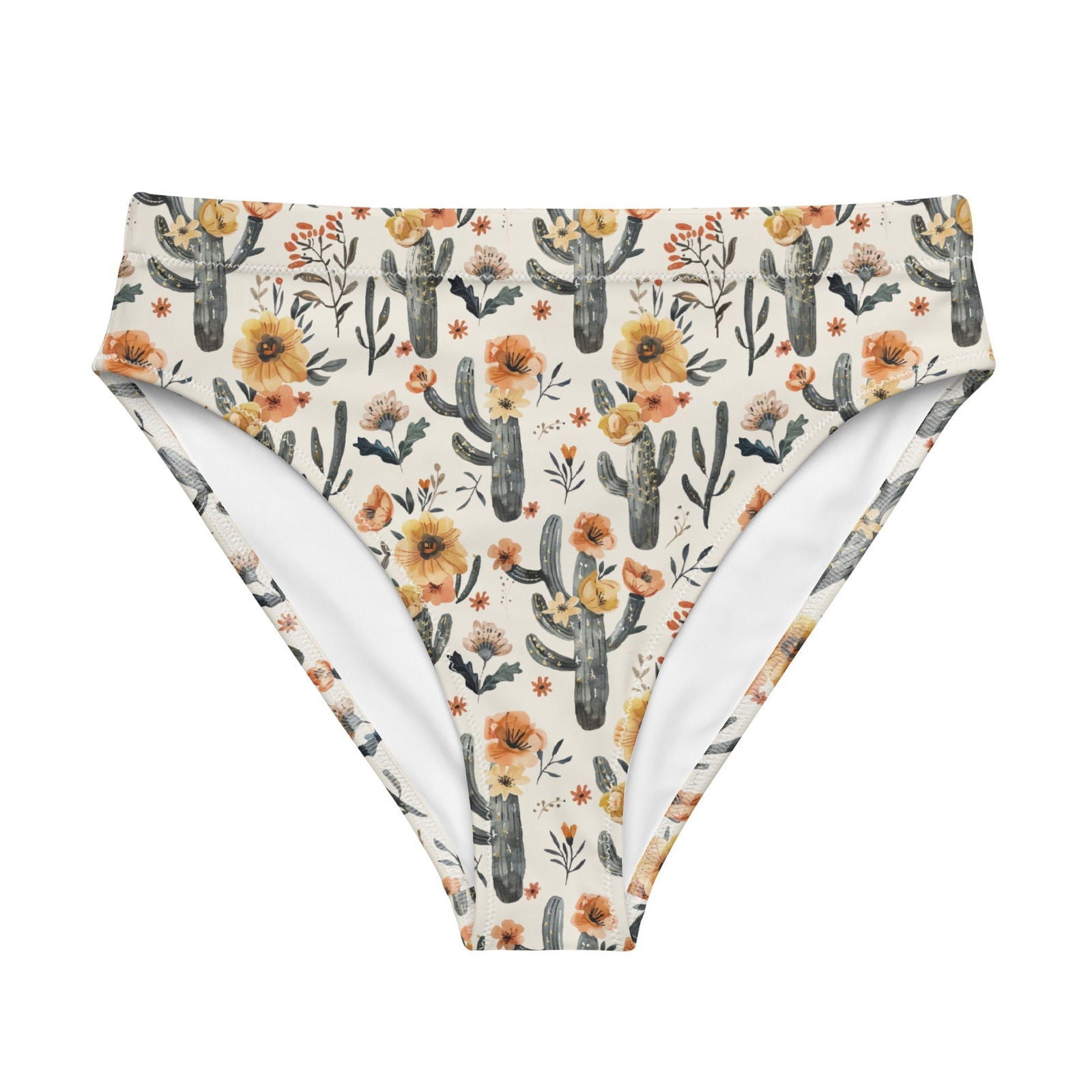 Cactus Sunflower High-Waisted Bikini Bottom - Salinity Swimwear