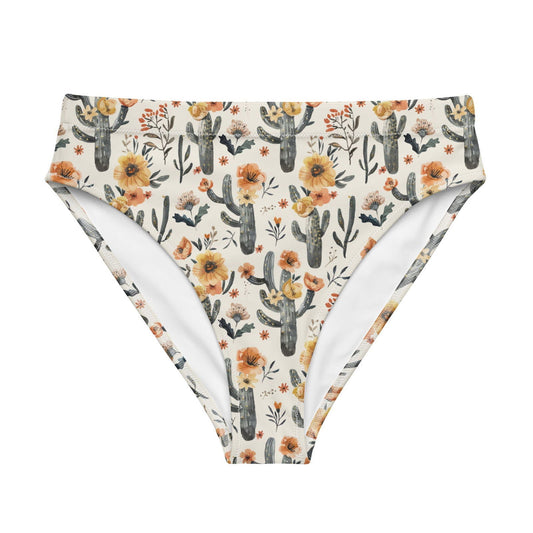 Cactus Sunflower High-Waisted Bikini Bottom - Salinity Swimwear