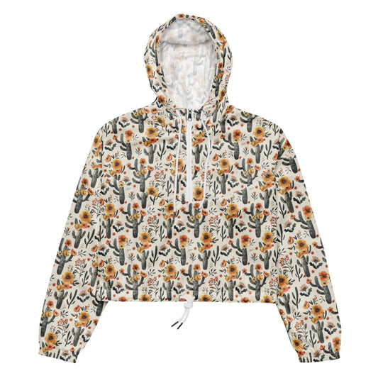 Cactus Sunflower Women’s Cropped Windbreaker - Salinity Swimwear - Windbreaker   - #tag1#