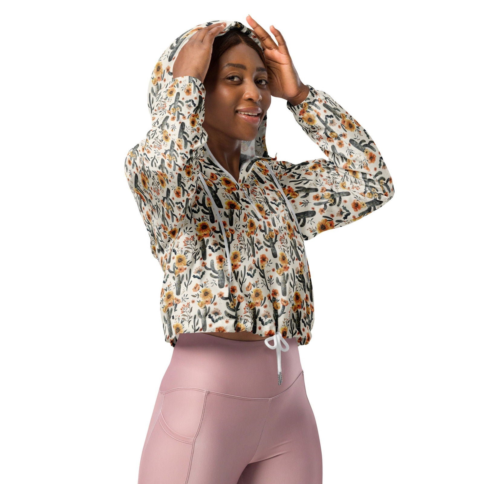 Cactus Sunflower Women’s Cropped Windbreaker - Salinity Swimwear -    - #tag1#