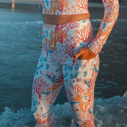 Coral Reef Eco Swim Leggings With Pockets - Salinity Swimwear