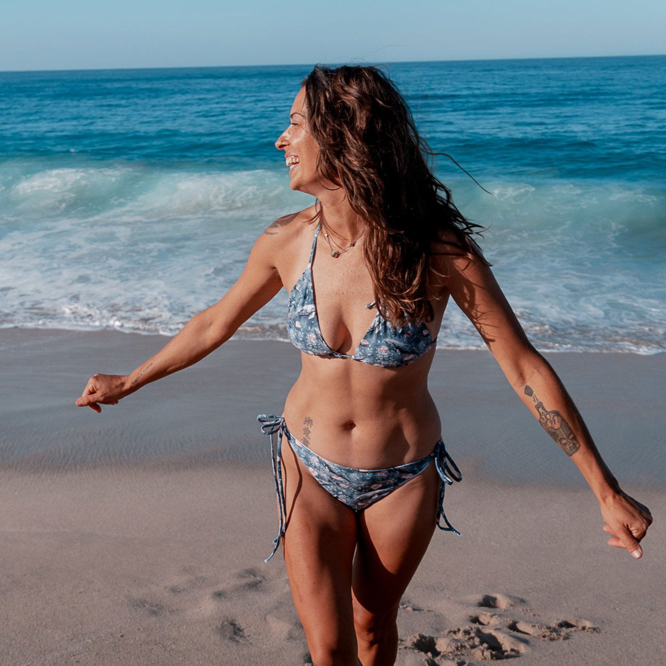 Dusky Gray Whale Eco String Bikini Top - Salinity Swimwear