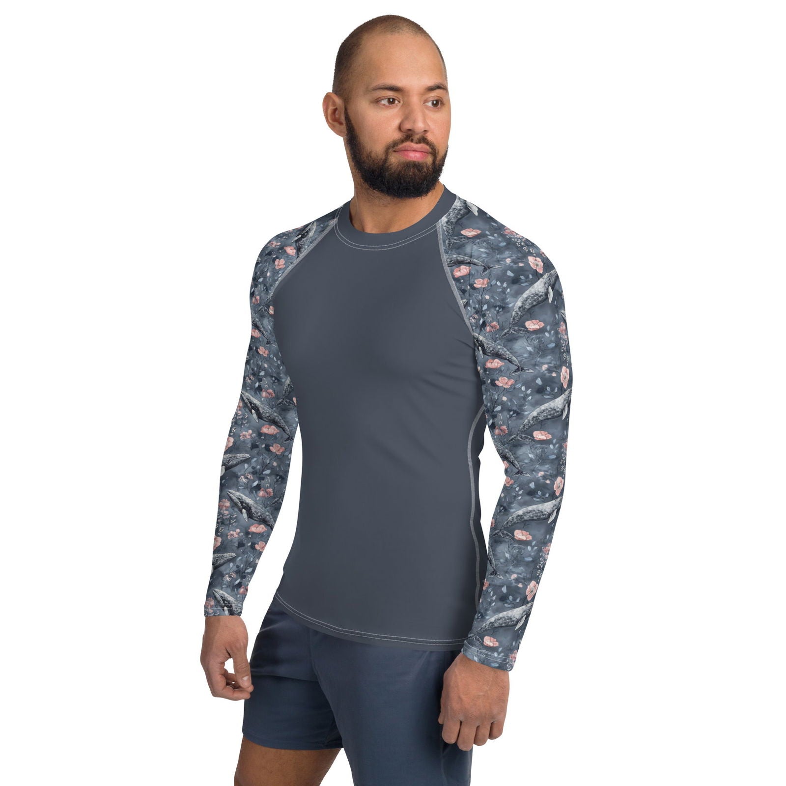 Dusky Gray Whale Men's Rash Guard - Salinity Swimwear -    - #tag1#