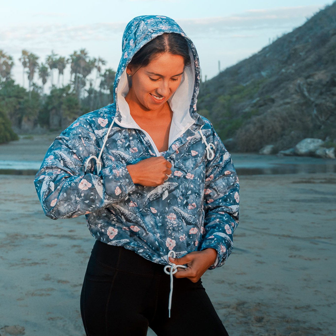 Dusky Gray Whale Women’s Cropped Windbreaker - Salinity Swimwear -    - #tag1#
