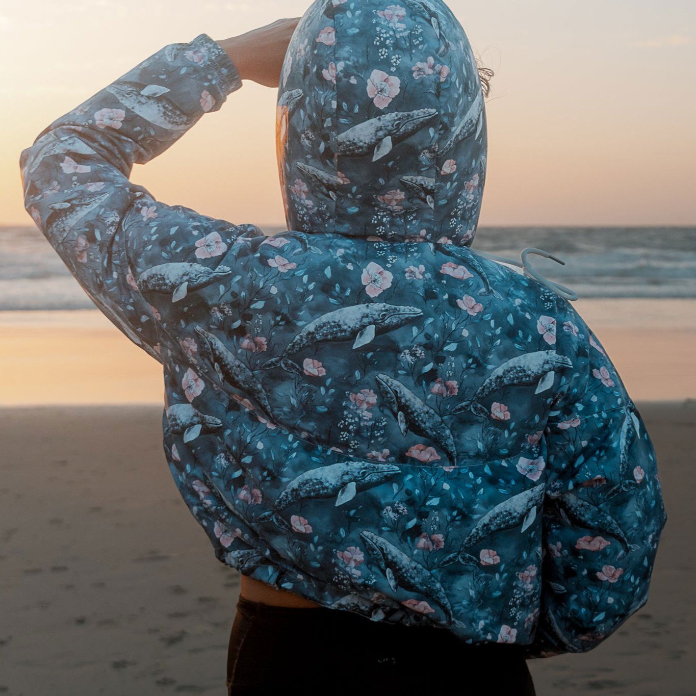 Dusky Gray Whale Women’s Cropped Windbreaker - Salinity Swimwear -    - #tag1#
