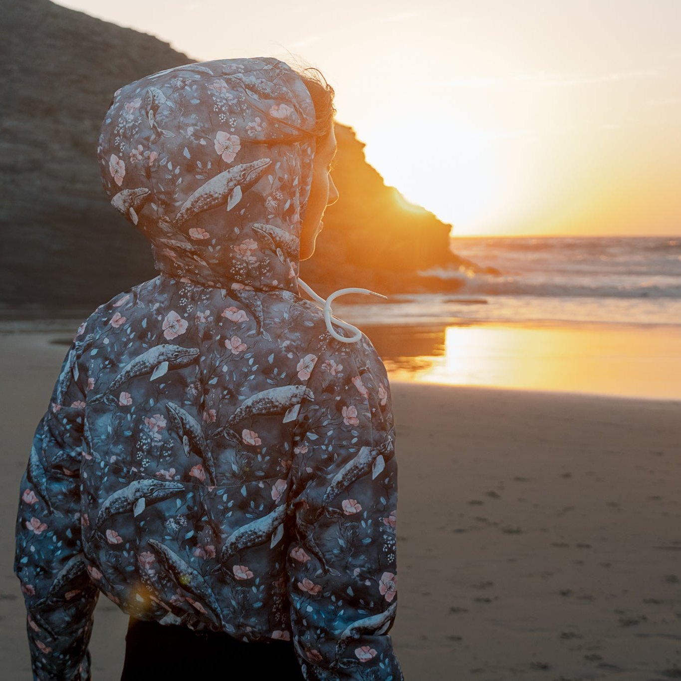 Dusky Gray Whale Women’s Cropped Windbreaker - Salinity Swimwear -    - #tag1#