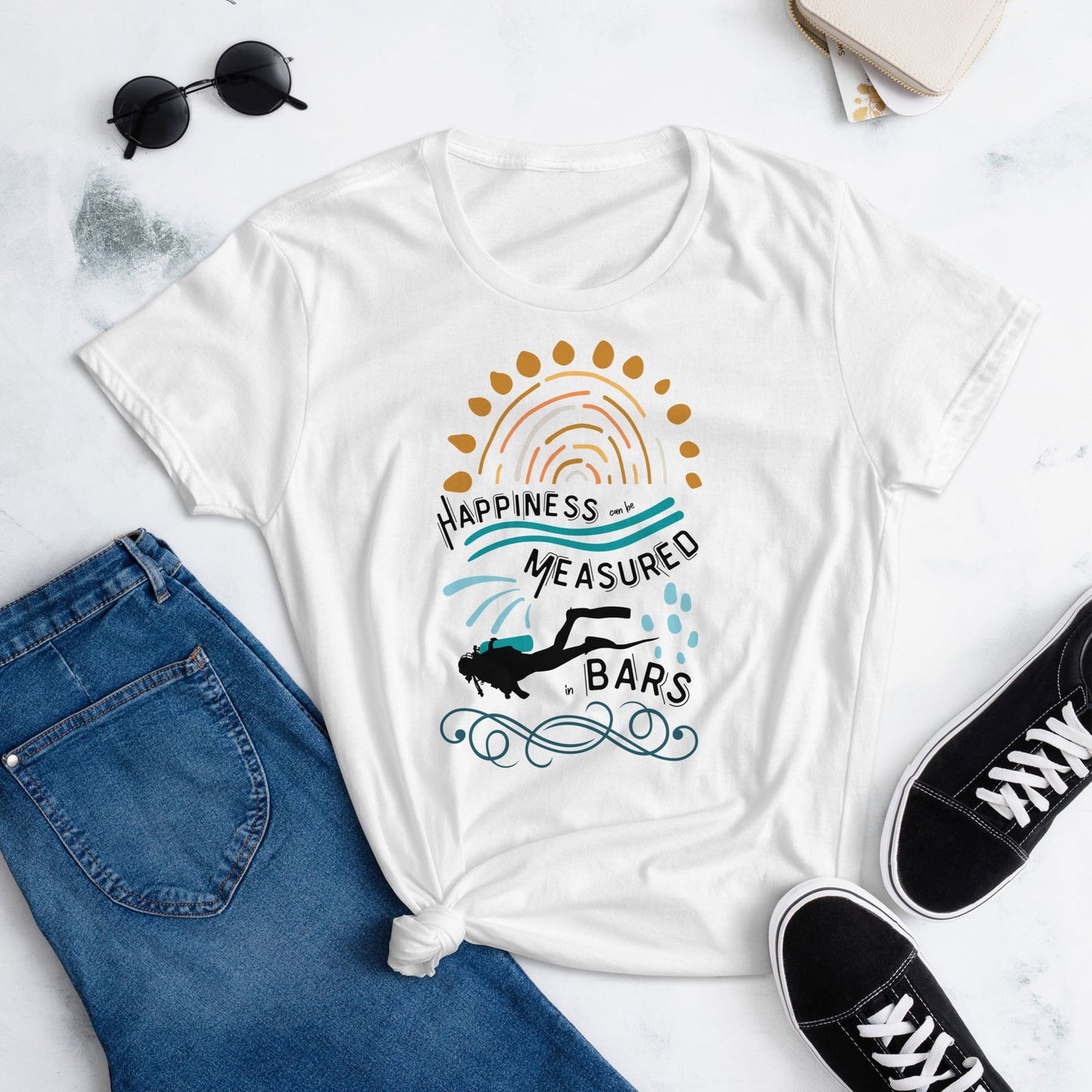 Happiness Can Be Measured in Bars Women's T-Shirt - Salinity Swimwear -    - #tag1#