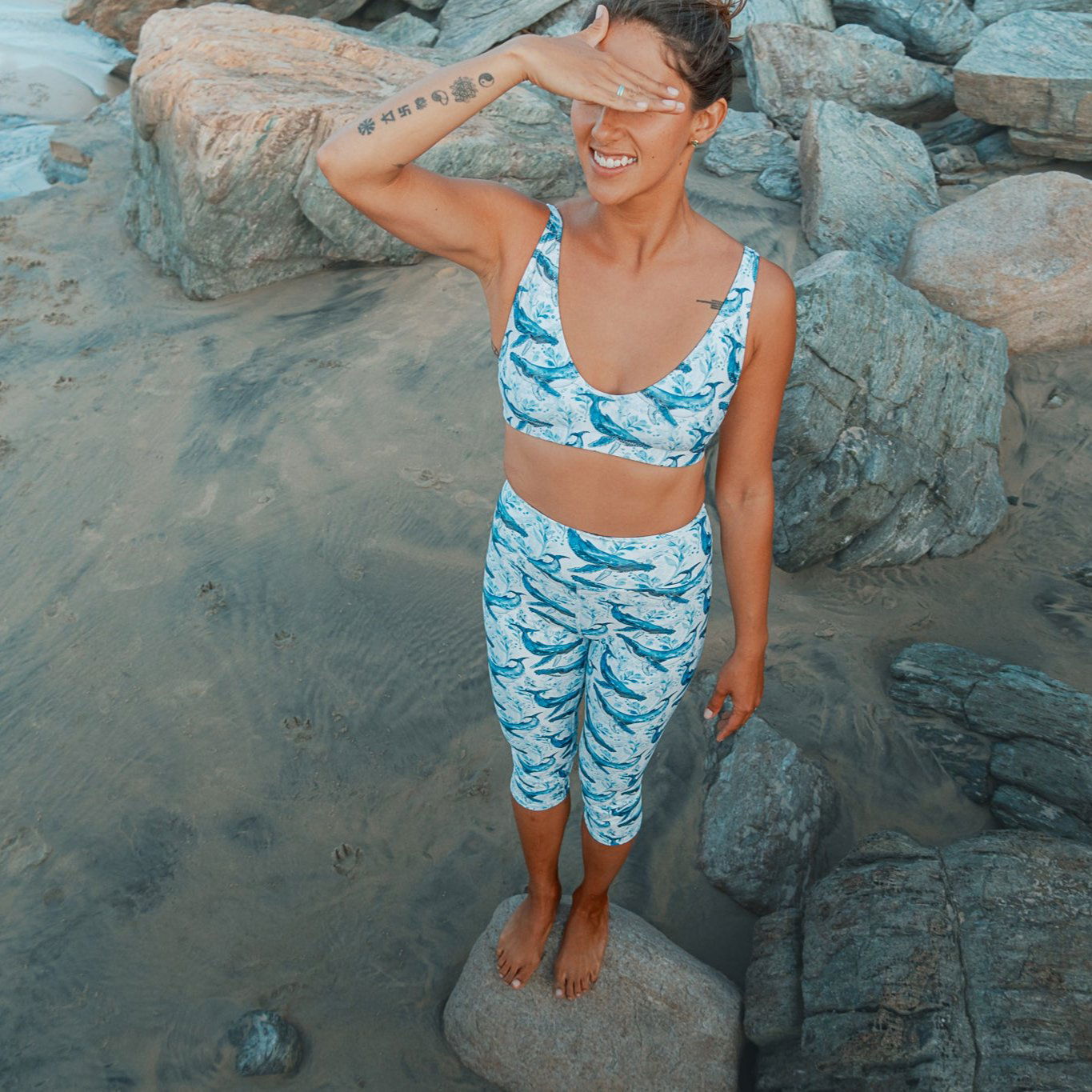 Humpback Whale Song Capri Swim Leggings - Salinity Swimwear