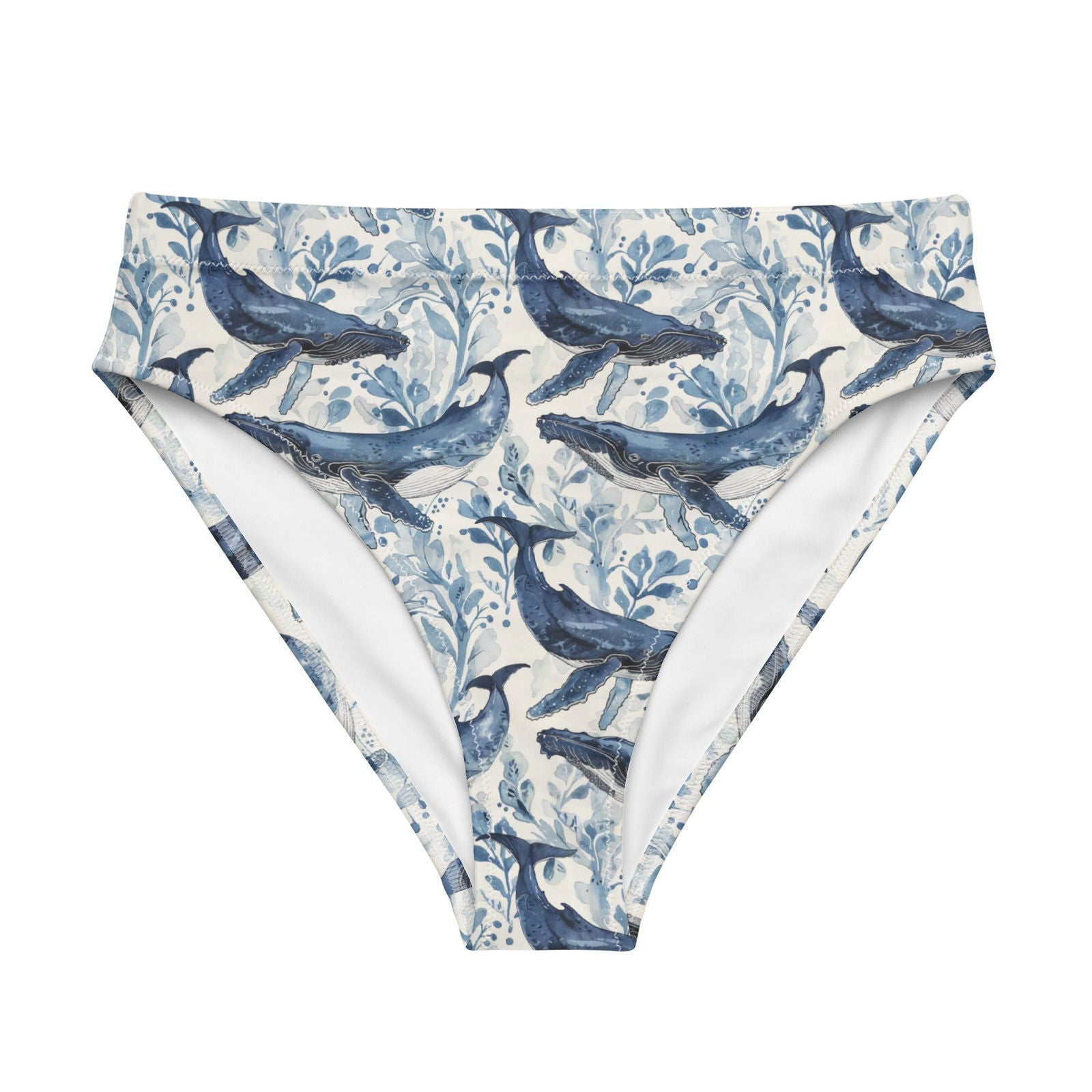 Humpback Whale Song Eco High-Waisted Bikini Bottom - Salinity Swimwear