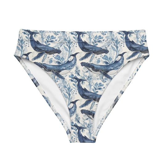 Humpback Whale Song Eco High-Waisted Bikini Bottom - Salinity Swimwear