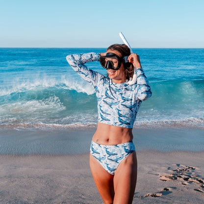 Humpback Whale Song Eco High-Waisted Bikini Bottom - Salinity Swimwear