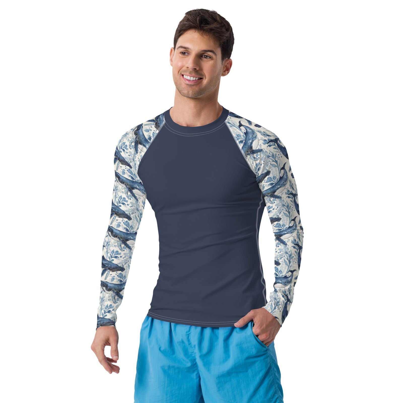 Humpback Whale Song Men's Rash Guard - Salinity Swimwear -    - #tag1#