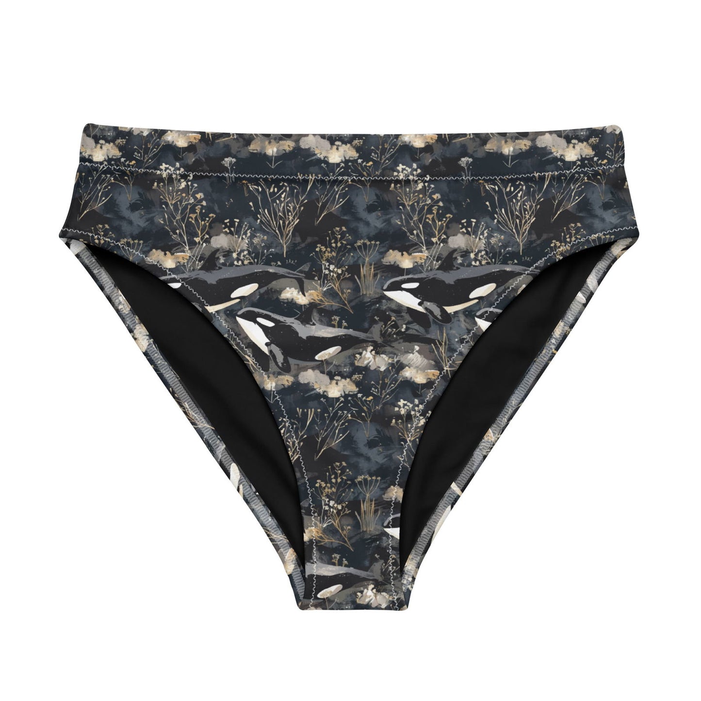Midnight Orca Eco High-Waisted Bikini Bottom - Salinity Swimwear