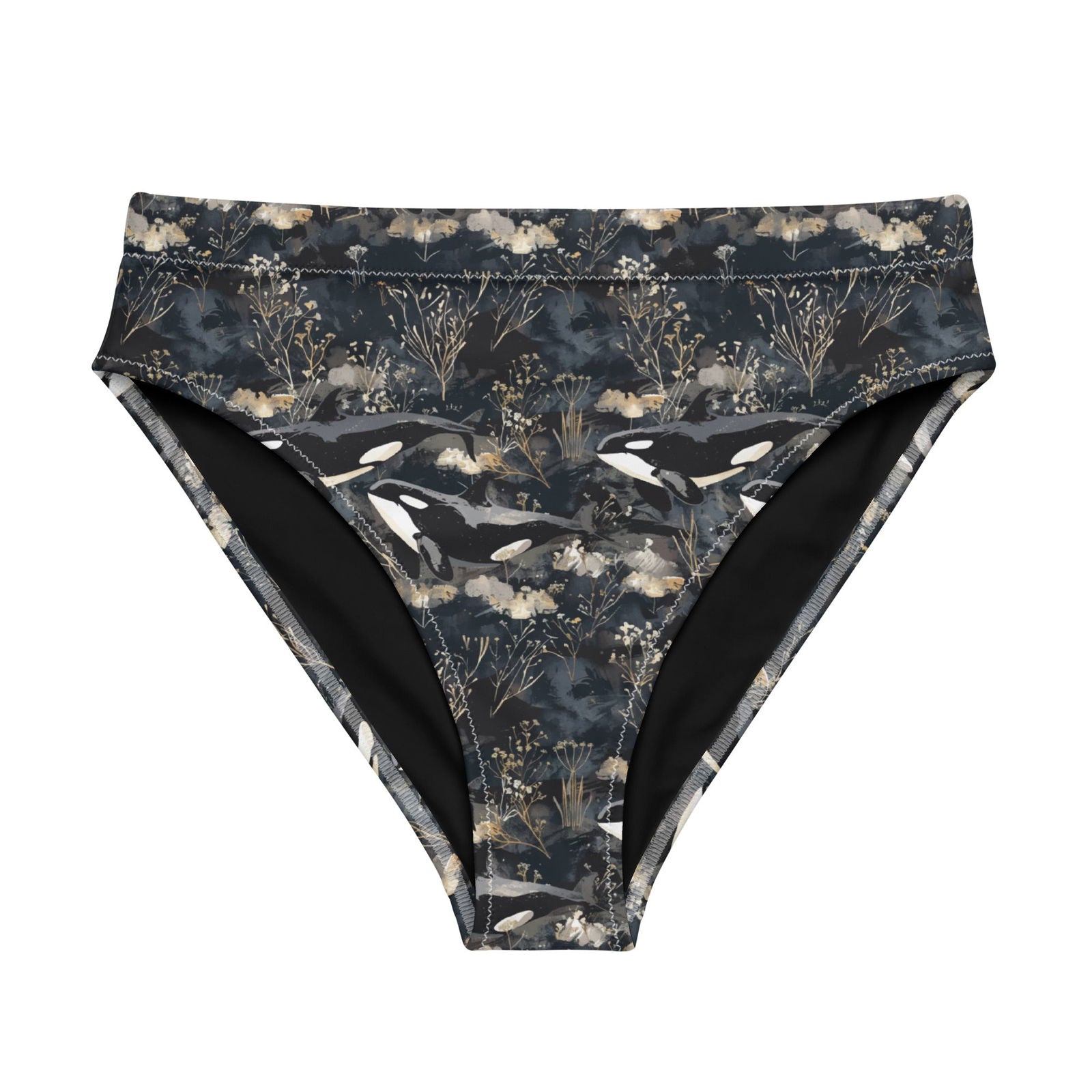 Midnight Orca Eco High-Waisted Bikini Bottom - Salinity Swimwear
