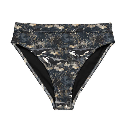 Midnight Orca Eco High-Waisted Bikini Bottom - Salinity Swimwear