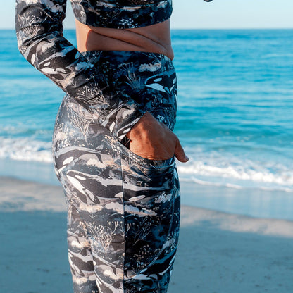 Midnight Orca Eco Swim Leggings With Pockets - Salinity Swimwear
