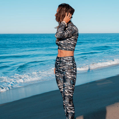 Midnight Orca Eco Swim Leggings With Pockets - Salinity Swimwear
