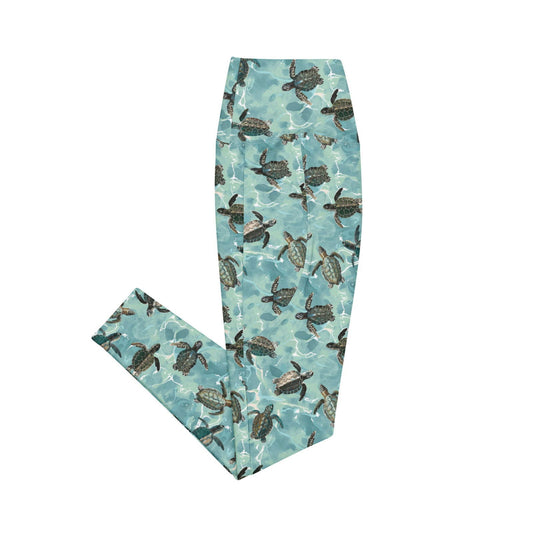 Oceanic Sea Turtle Eco Swim Leggings With Pockets - Salinity Swimwear