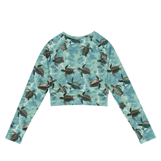 Oceanic Sea Turtle Long Sleeve Eco Cropped Rash Guard - Salinity Swimwear