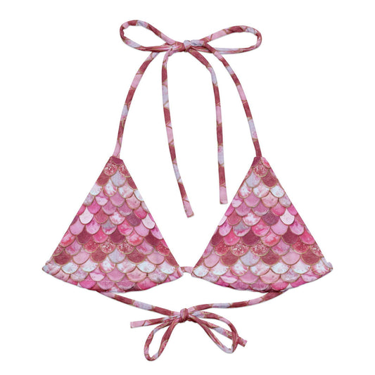 Pink Pearl Mermaid Eco String Bikini Top - Salinity Swimwear