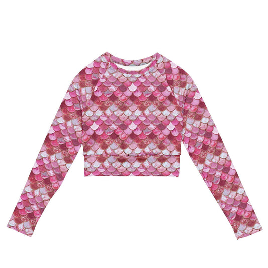 Pink Pearl Mermaid Long Sleeve Eco Cropped Rash Guard - Salinity Swimwear
