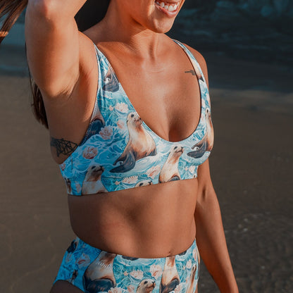 Seaside Sea Lion Eco Bikini Top