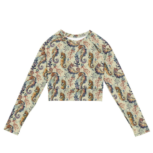 Seahorse Haven Long Sleeve Eco Cropped Rash Guard - Salinity Swimwear