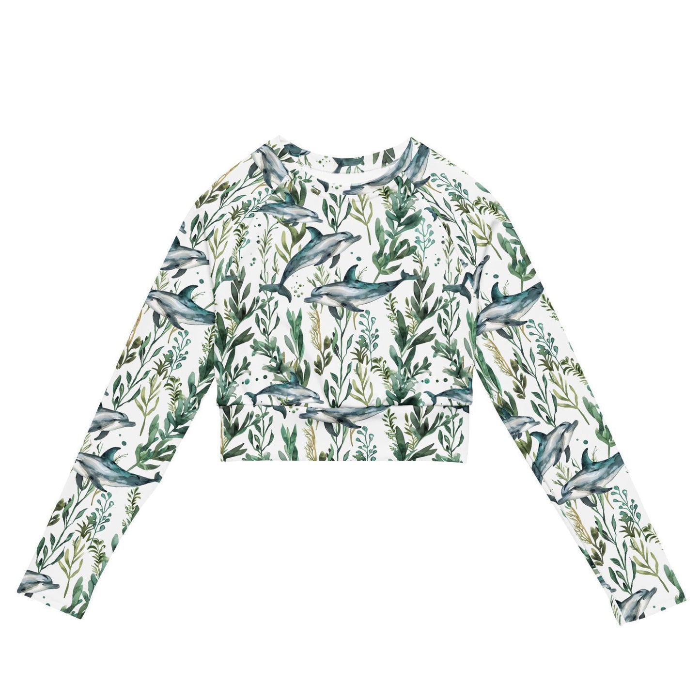 Seascape Dolphin Long Sleeve Eco Cropped Rash Guard - Salinity Swimwear