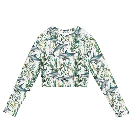 Seascape Dolphin Long Sleeve Eco Cropped Rash Guard - Salinity Swimwear