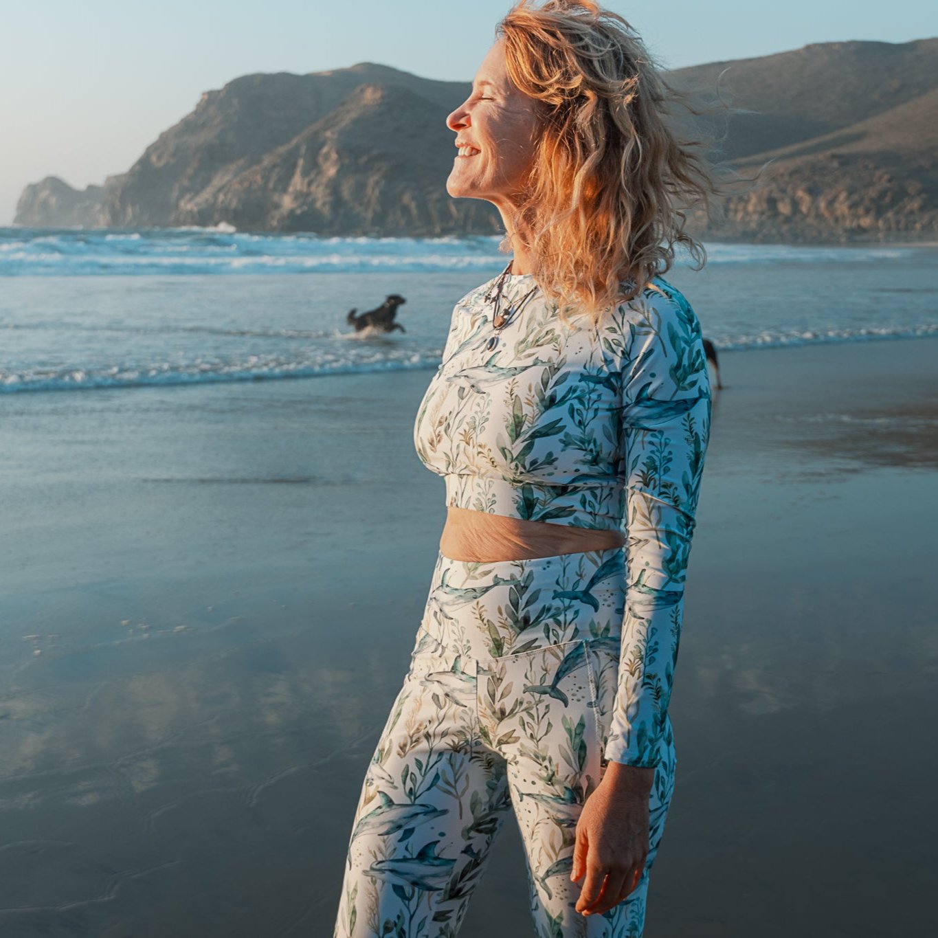 Seascape Dolphin Long Sleeve Eco Cropped Rash Guard - Salinity Swimwear