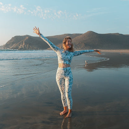 Seascape Dolphin Long Sleeve Eco Cropped Rash Guard - Salinity Swimwear