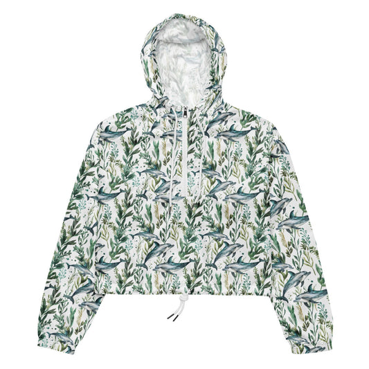 Seascape Dolphin Women’s cropped Windbreaker - Salinity Swimwear - Windbreaker   - #tag1# - #tag2# - #tag3# - #tag4#