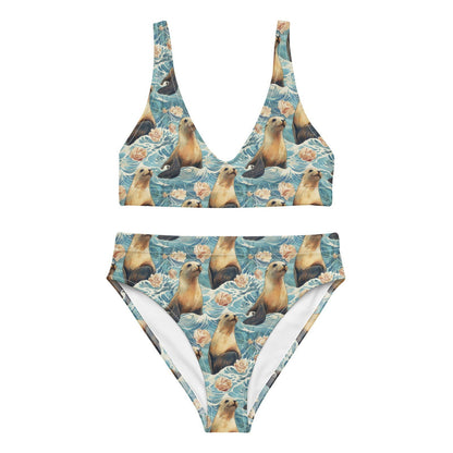 Seaside Sea Lion Eco High-Waisted Bikini Set - Salinity Swimwear