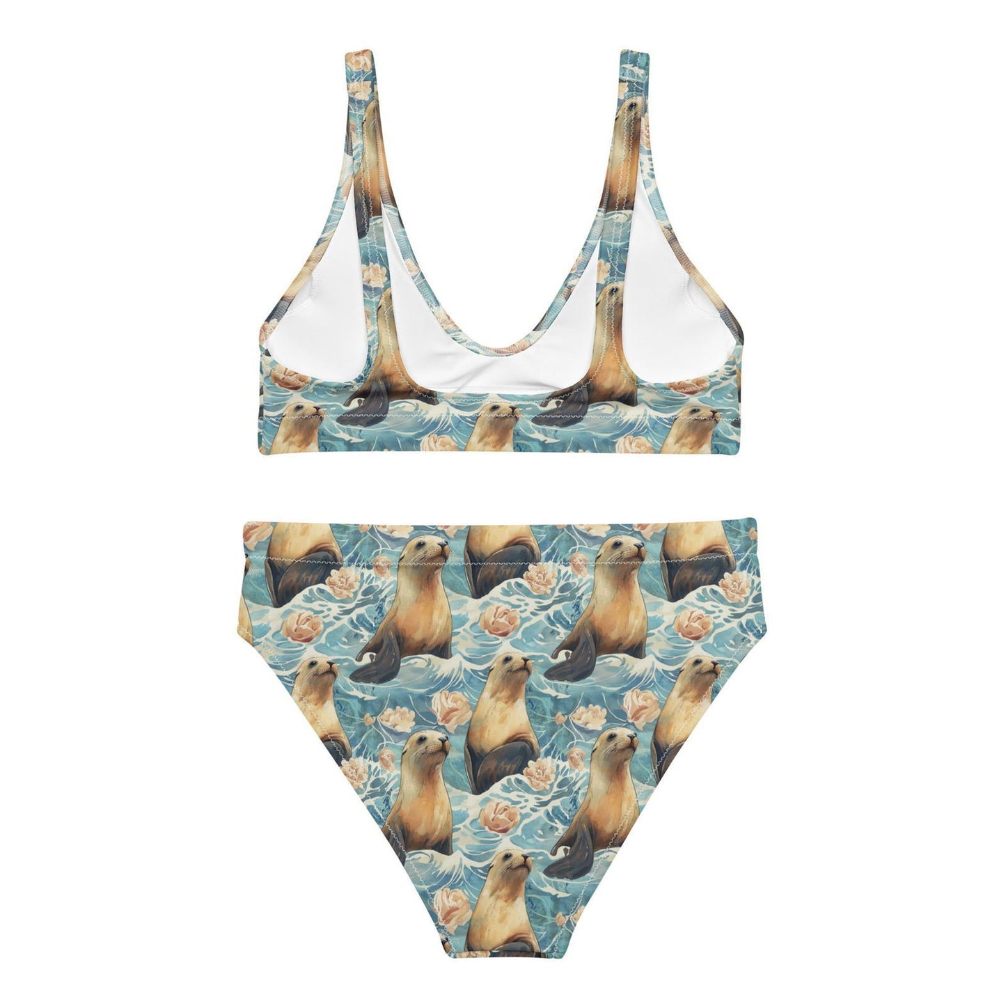 Seaside Sea Lion Eco High-Waisted Bikini Set - Salinity Swimwear