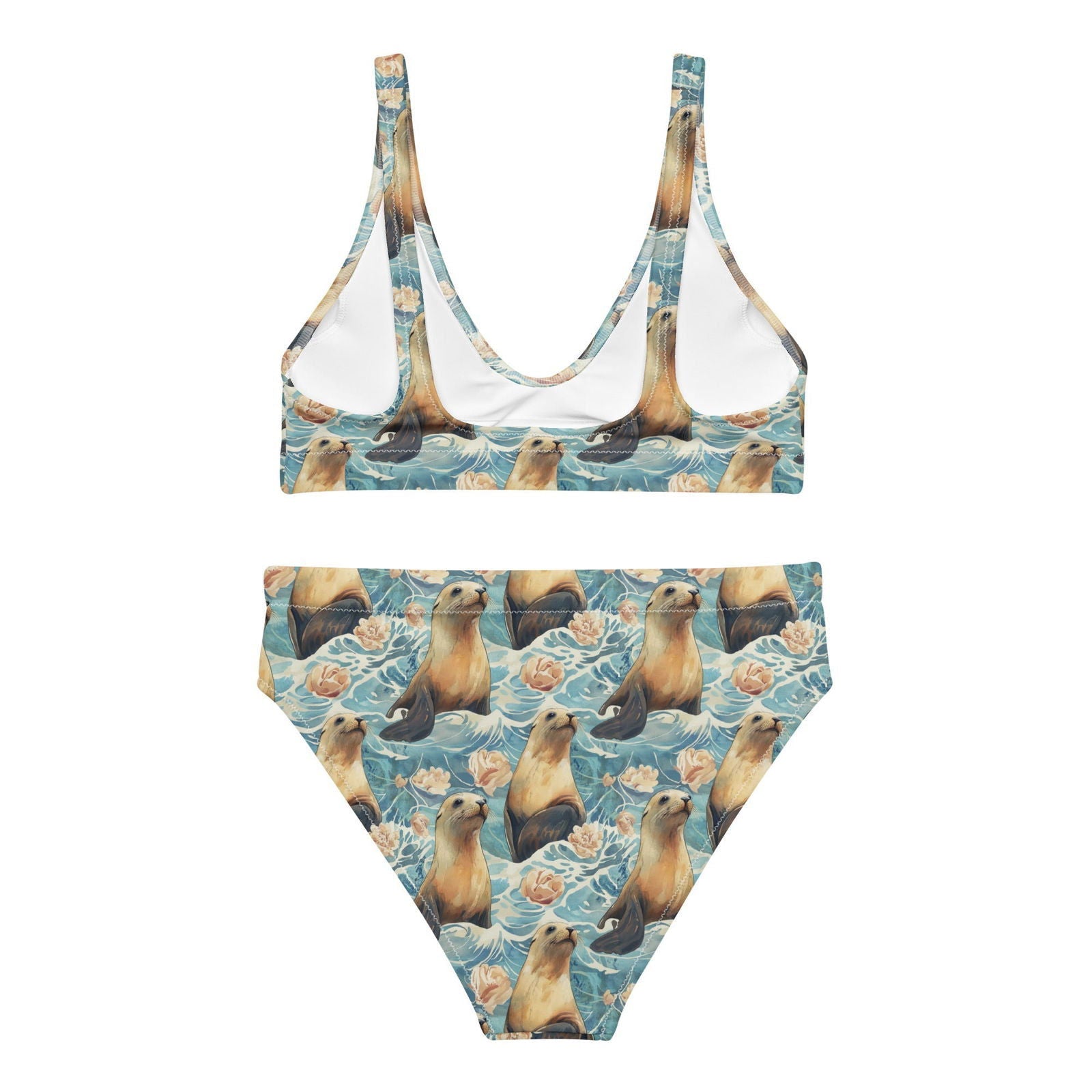 Seaside Sea Lion Eco High-Waisted Bikini Set - Salinity Swimwear