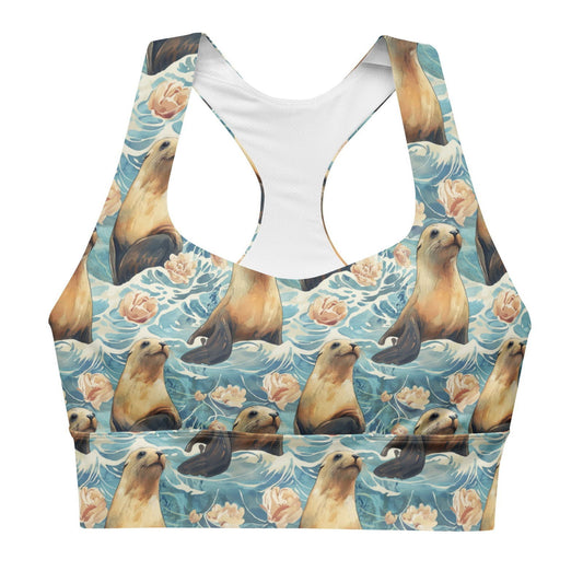 Seaside Sea Lion Eco Sports Bra Top - Salinity Swimwear