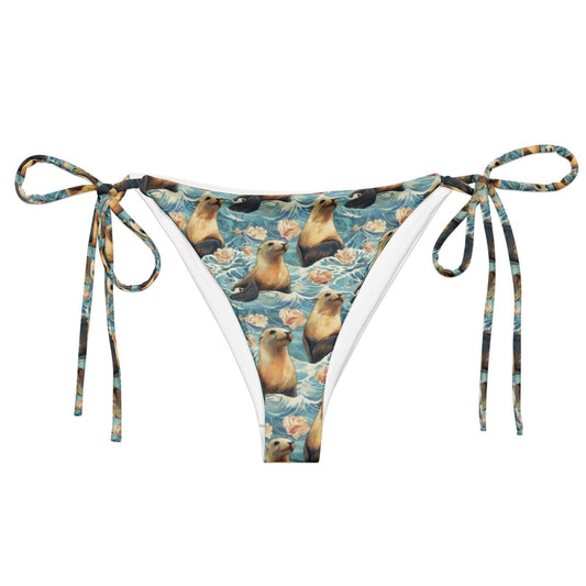 Seaside Sea Lion Eco String Bikini Bottom - Salinity Swimwear