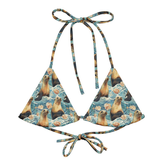 Seaside Sea Lion Eco String Bikini Top - Salinity Swimwear