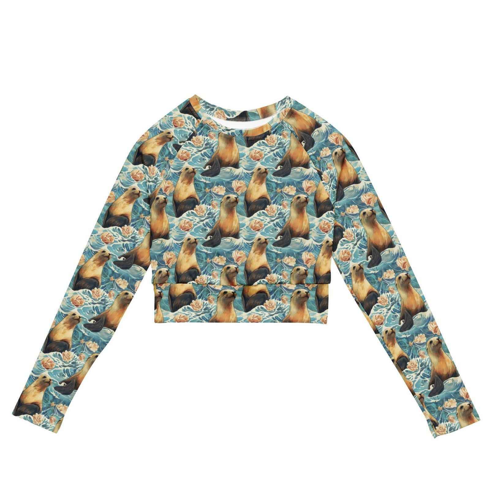 Seaside Sea Lion Long Sleeve Eco Cropped Rash Guard