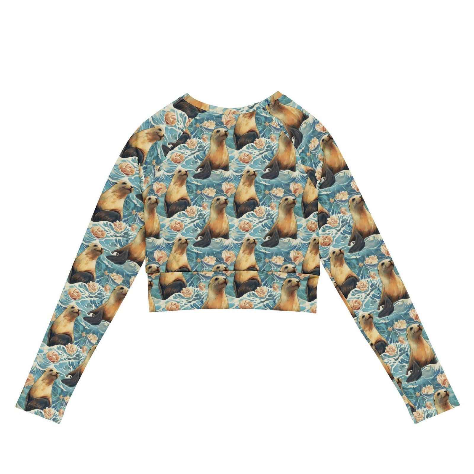Seaside Sea Lion Long Sleeve Eco Cropped Rash Guard