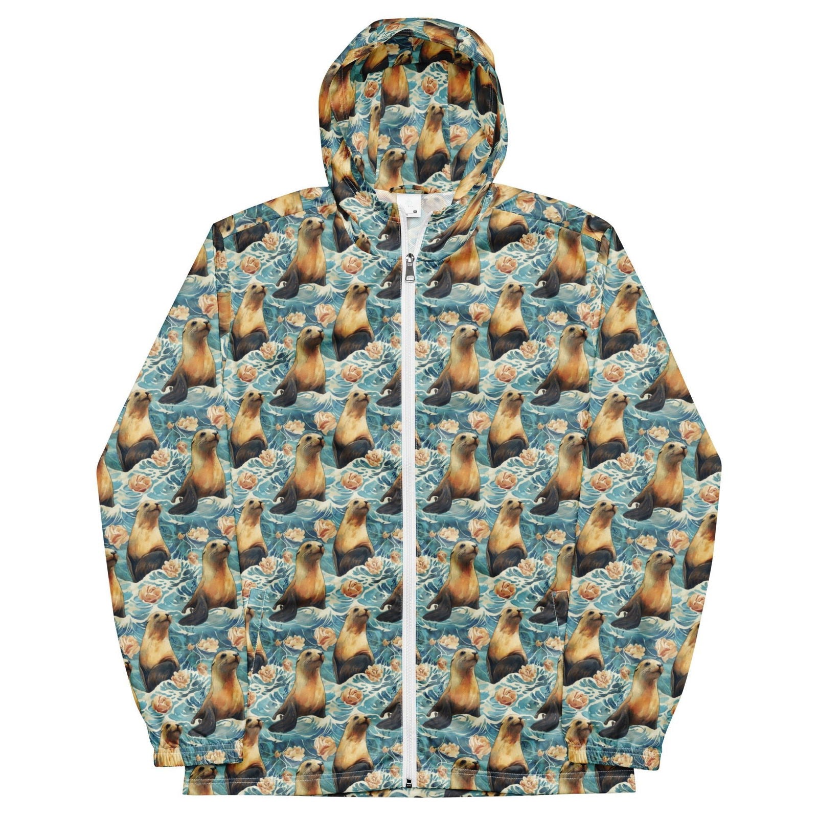 Seaside Sea Lion Men’s windbreaker - Salinity Swimwear - Windbreaker   - #tag1# - #tag2# - #tag3# - #tag4#