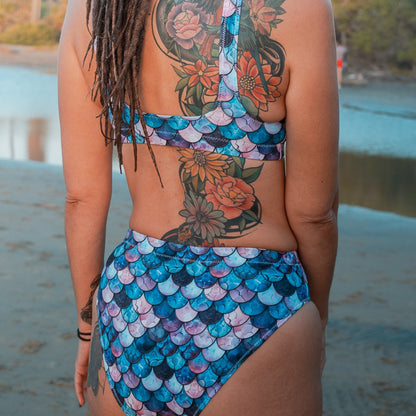 Shadowy Sea Siren Eco High-Waisted Bikini Bottom - Salinity Swimwear