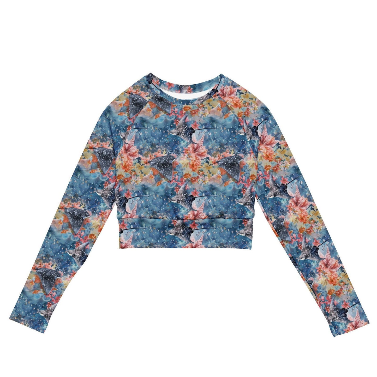 Spotted Eagle Ray Long Sleeve Eco Cropped Rash Guard - Salinity Swimwear