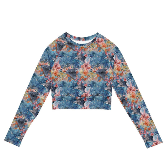 Spotted Eagle Ray Long Sleeve Eco Cropped Rash Guard - Salinity Swimwear