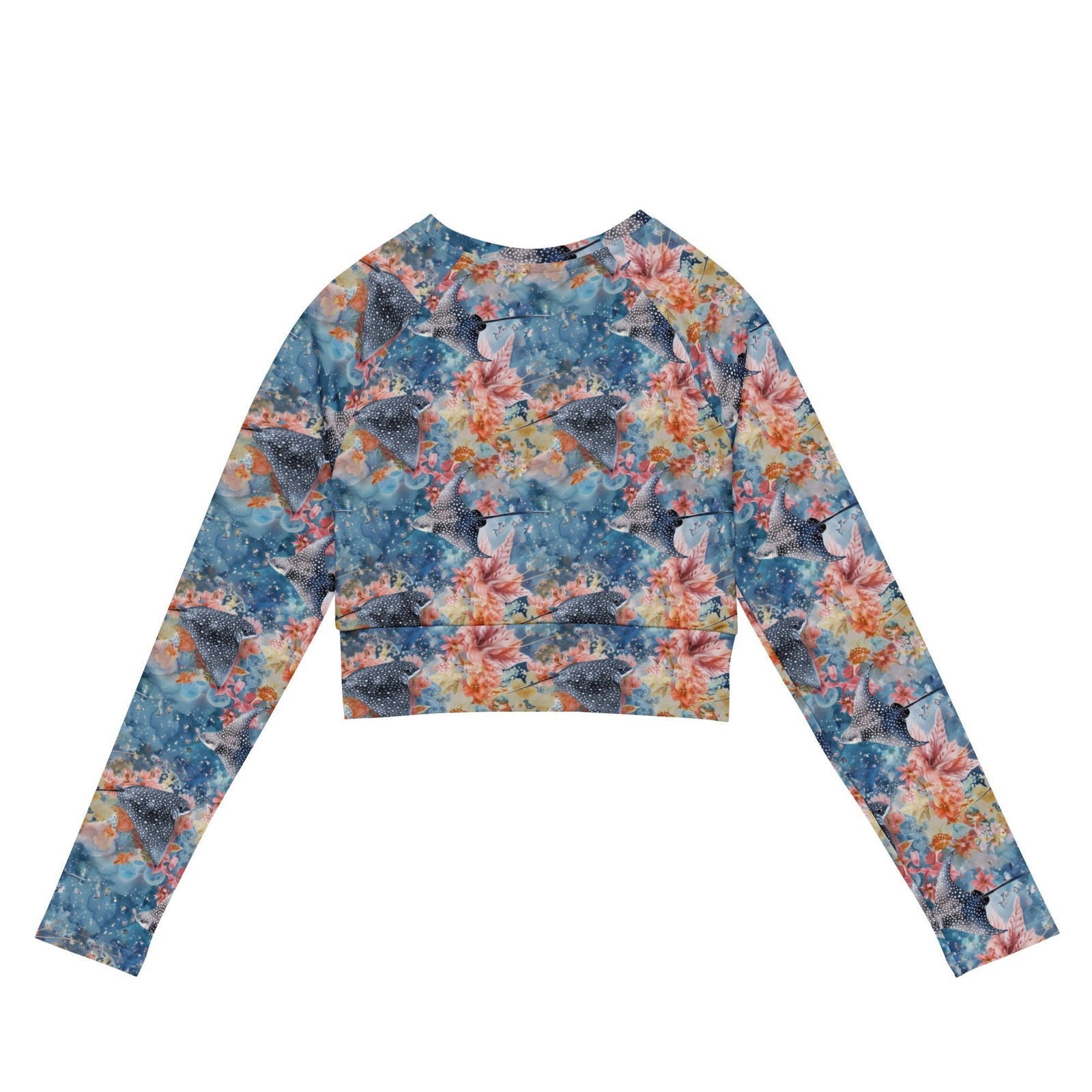 Spotted Eagle Ray Long Sleeve Eco Cropped Rash Guard - Salinity Swimwear