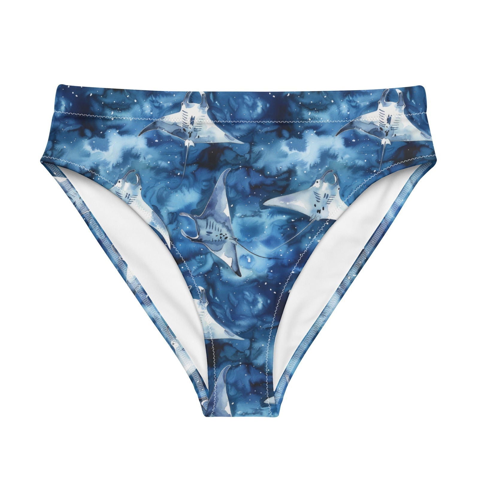 Starry Manta Ray Dance Eco High-Waisted Bikini Bottom - Salinity Swimwear